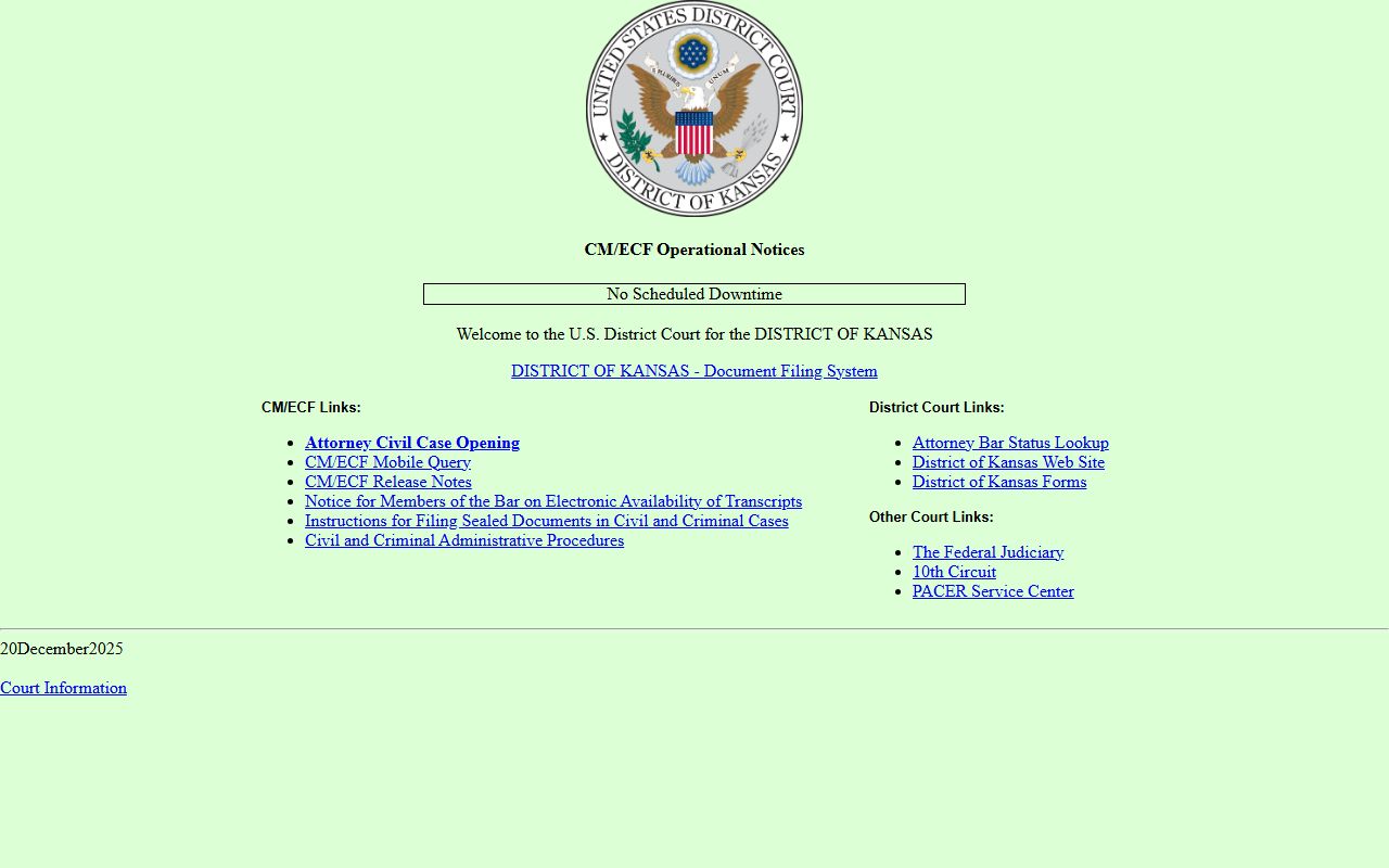 Barton County court dockets District of Kansas CM ECF