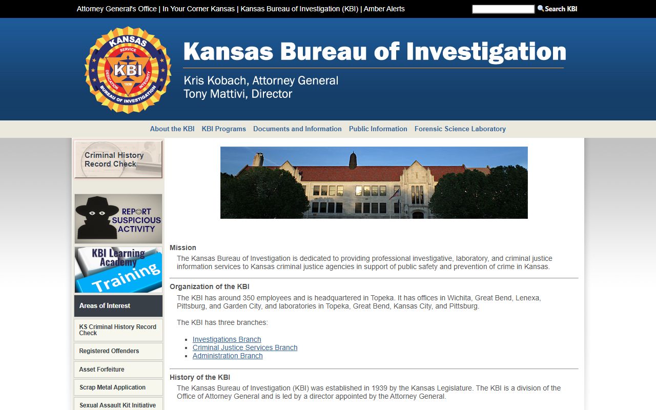 Barton County criminal court records Kansas Bureau of Investigation source