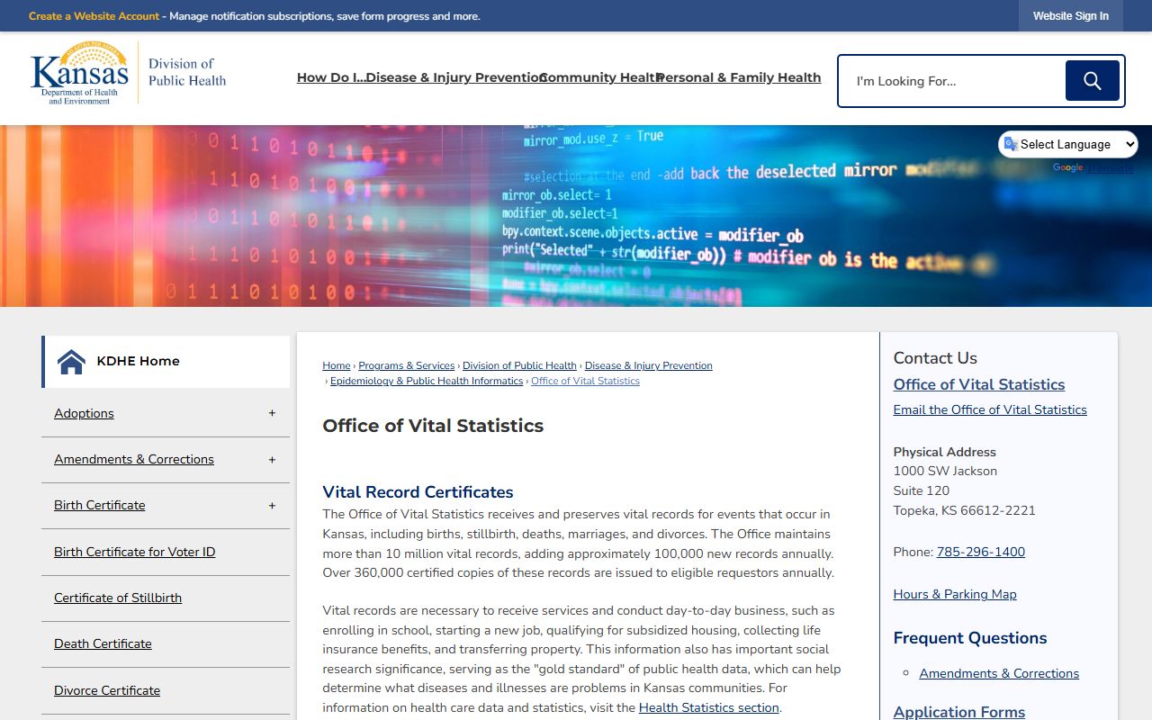 Barton County marriage and divorce records through Kansas Office of Vital Statistics